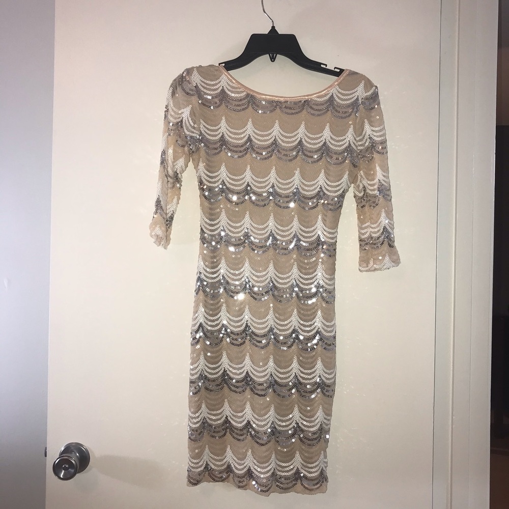 ..silver sequined mini dress-O